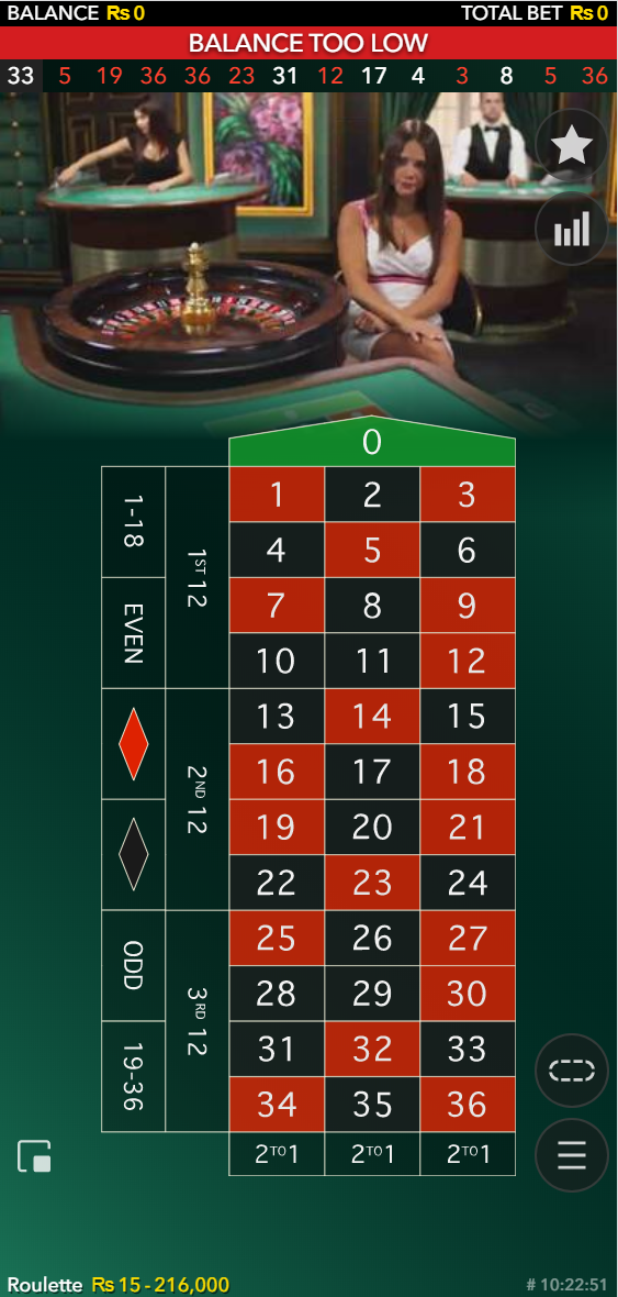 how live roulette looks when playing from a mobile