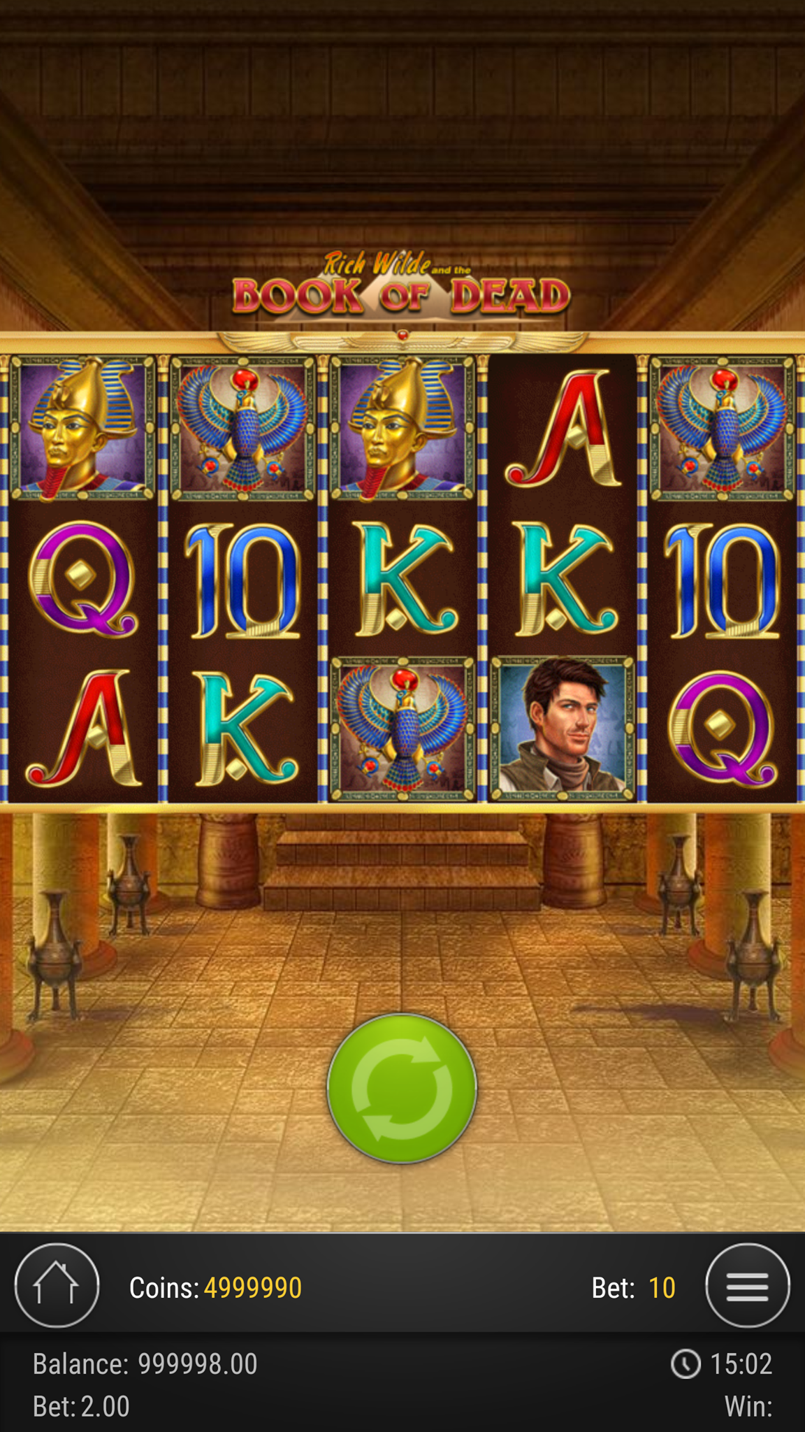 Online casino slot Book Of Dead being played on a mobile