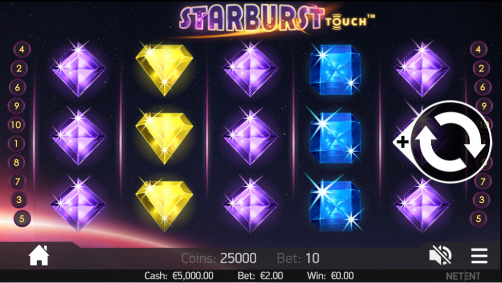 Starburst being played on a mobile at an LeoVegas Casino