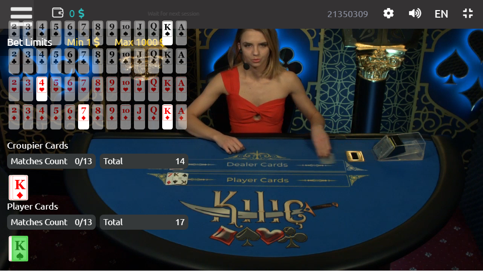 Kilic being played live on mobile at the online casino 1xbet