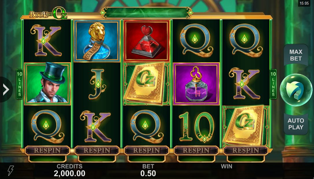 Book of Oz being played on a mobile at LeoVegas casino.