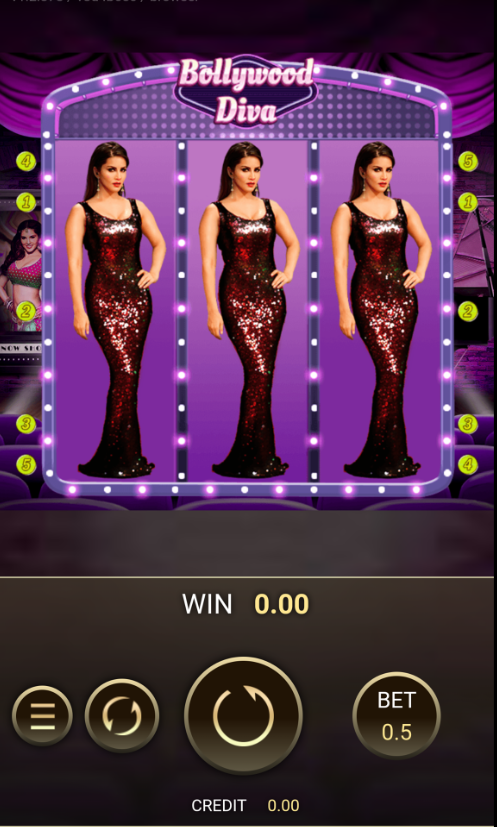 The online casino slot Bollywood Diva being played on a mobile at the online casino JeetWin.