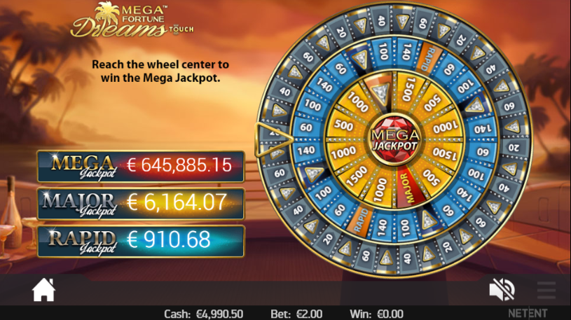 This is a screenshot of how the wheel looks like in the bonus game on Mega Fortune Dreams