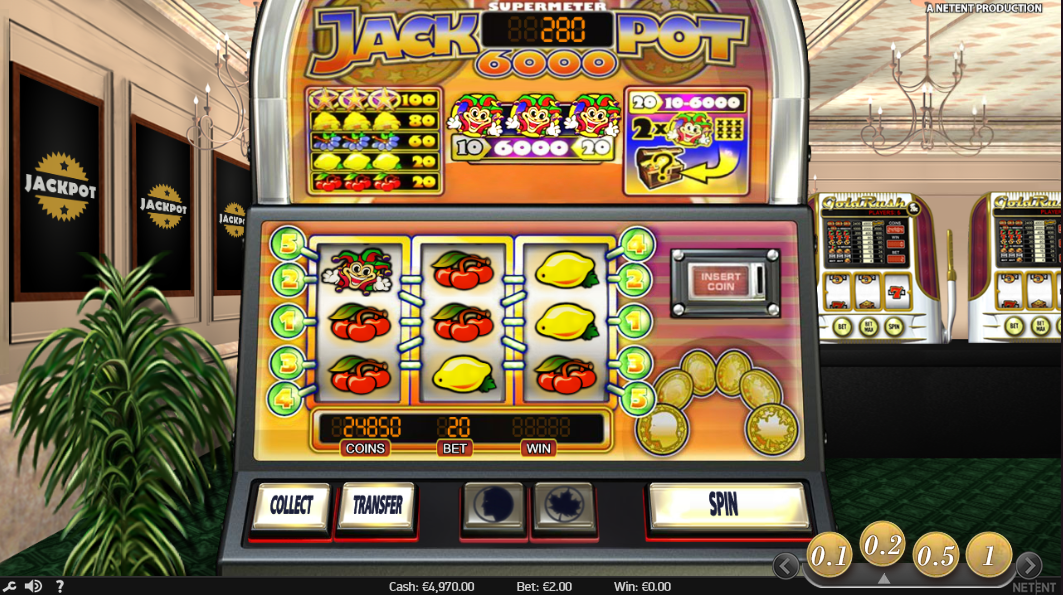 Picture of the theme and design of the online slot Jackpot 6000
