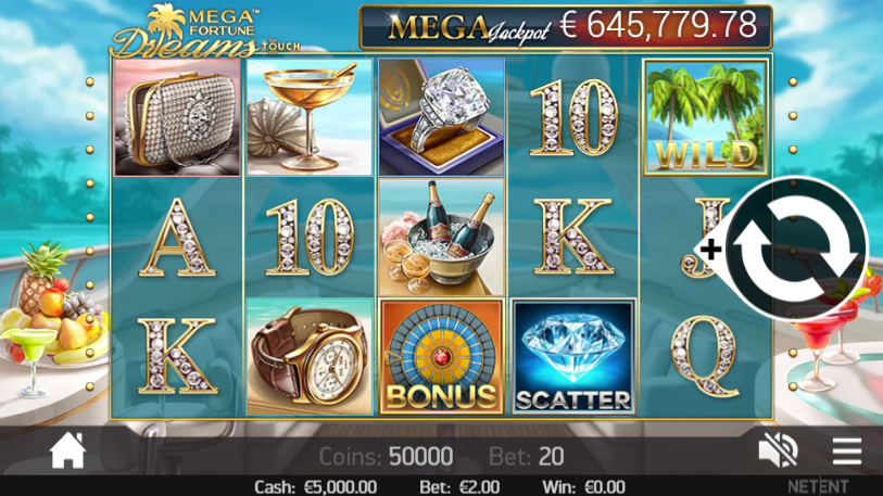 Screenshot of Mega Fortune Dreams being played on a mobile at an online casino.