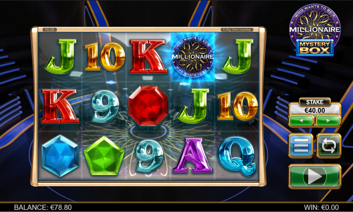 The new online casino slot Millionaire Mystery Box being played at Rizk