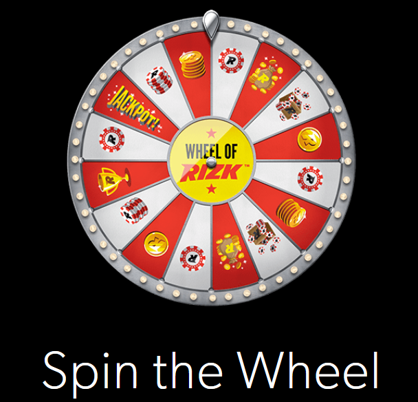 The Wheel of Rizk that you get to spin at the online casino Rizk every time you level up