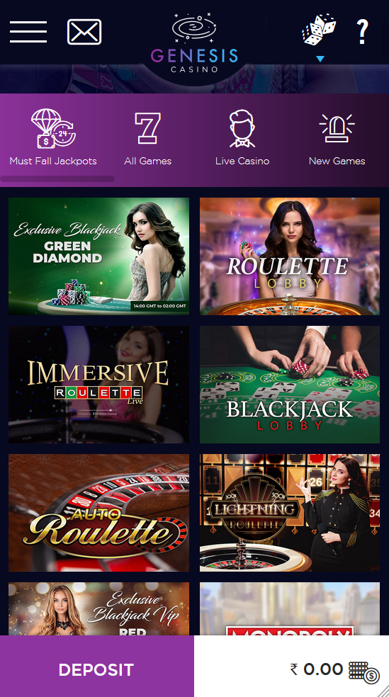 Genesis Casino has a comprehensive game library