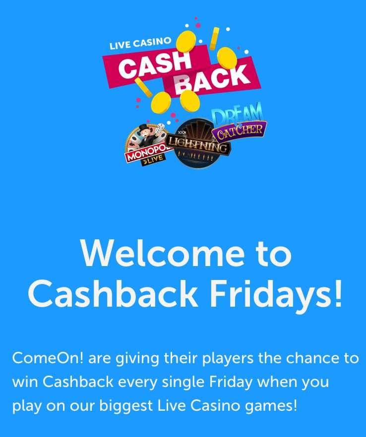 ComeOn CashBack Fridays